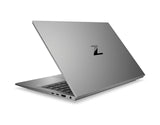 Silver laptop with a logo on a white background