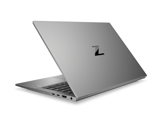 Silver laptop with a logo on a white background