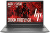 HP ZBook Firefly G8 laptop with specifications on the screen