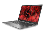 Laptop with a red and black graphic on the screen against a white background