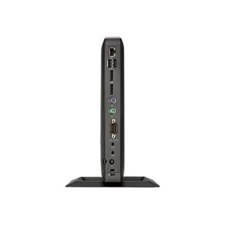 Black HP desktop computer with ports on a white background