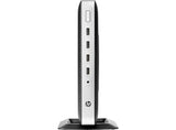 HP t630 Thin Client Computer standing vertically on a flat surface with multiple ports and a power button visible on the front.