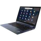 Open laptop displaying a desktop with various icons on a white background