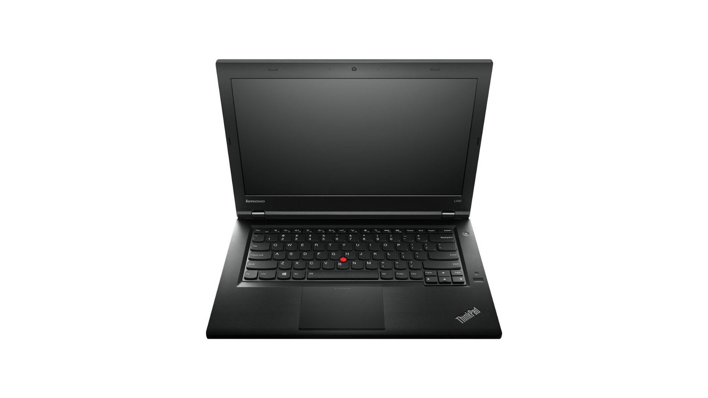 Black laptop on a white background