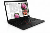 Black ThinkPad laptop open on a white background