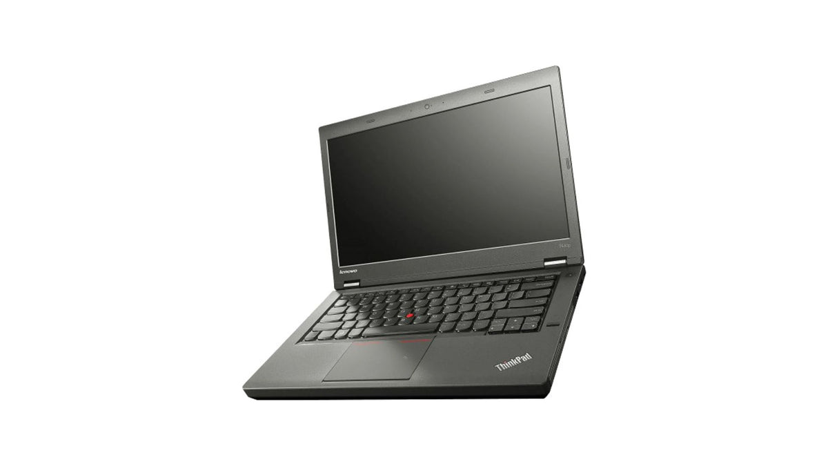 Black ThinkPad laptop on a white background