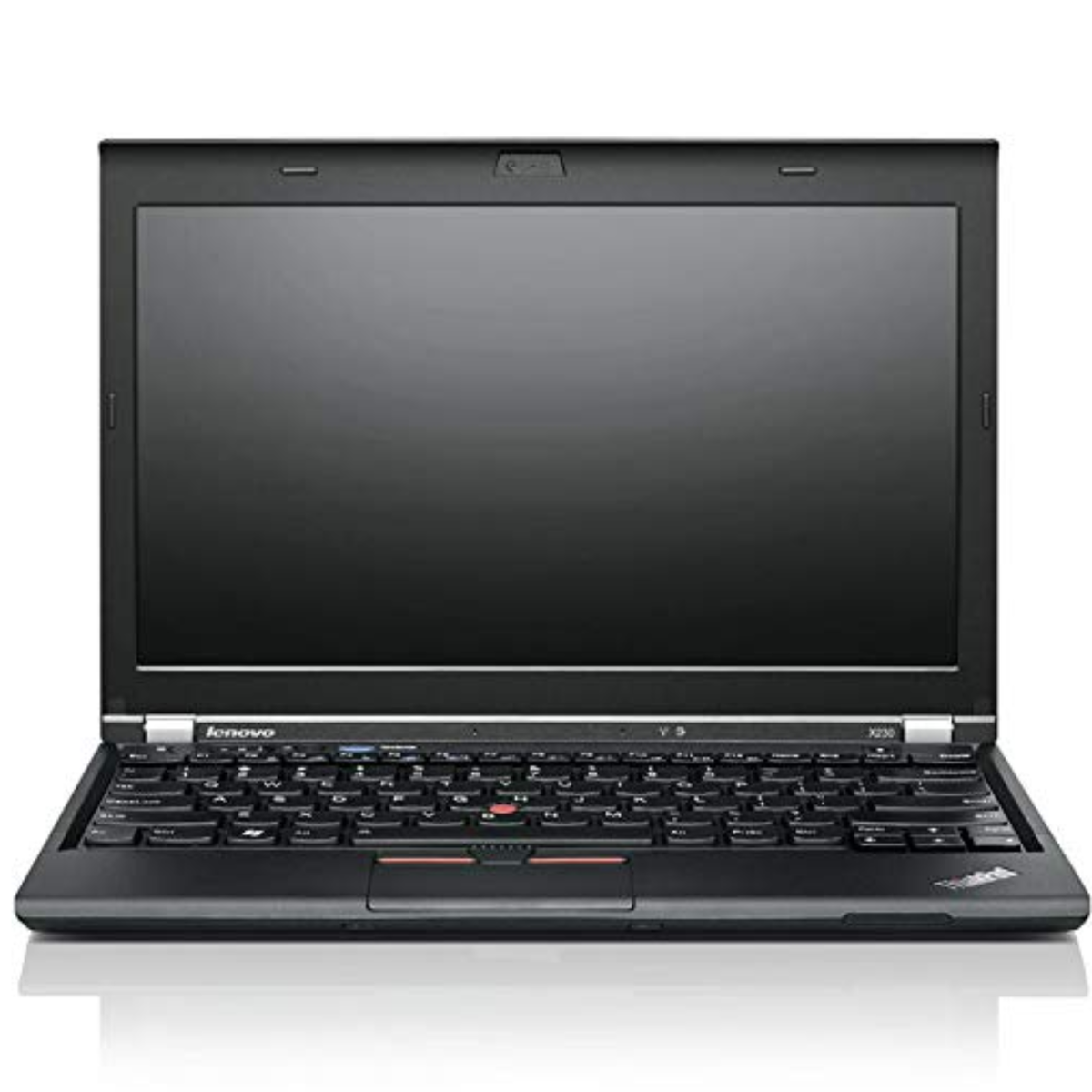 Black ThinkPad laptop on a white background