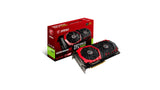 MSI GeForce GTX 1080 graphics card with packaging on a white background