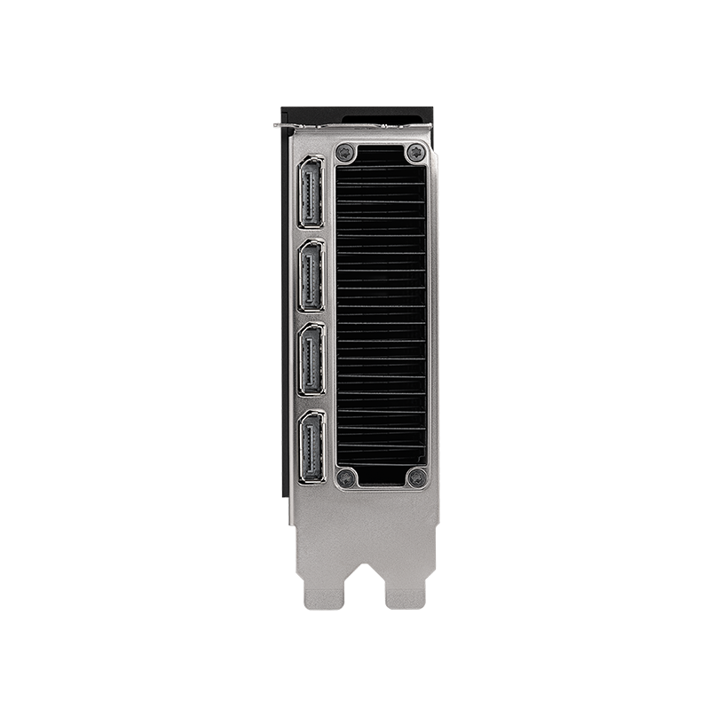 Computer graphics card with multiple ports on a white background