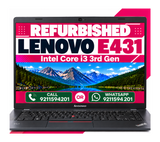 Lenovo ThinkPad Edge E431 , Intel Core I3 3rd Gen, 14 Inch HD Display With Windows 10 Pro and MS Office 2016 ( Refurbished)
