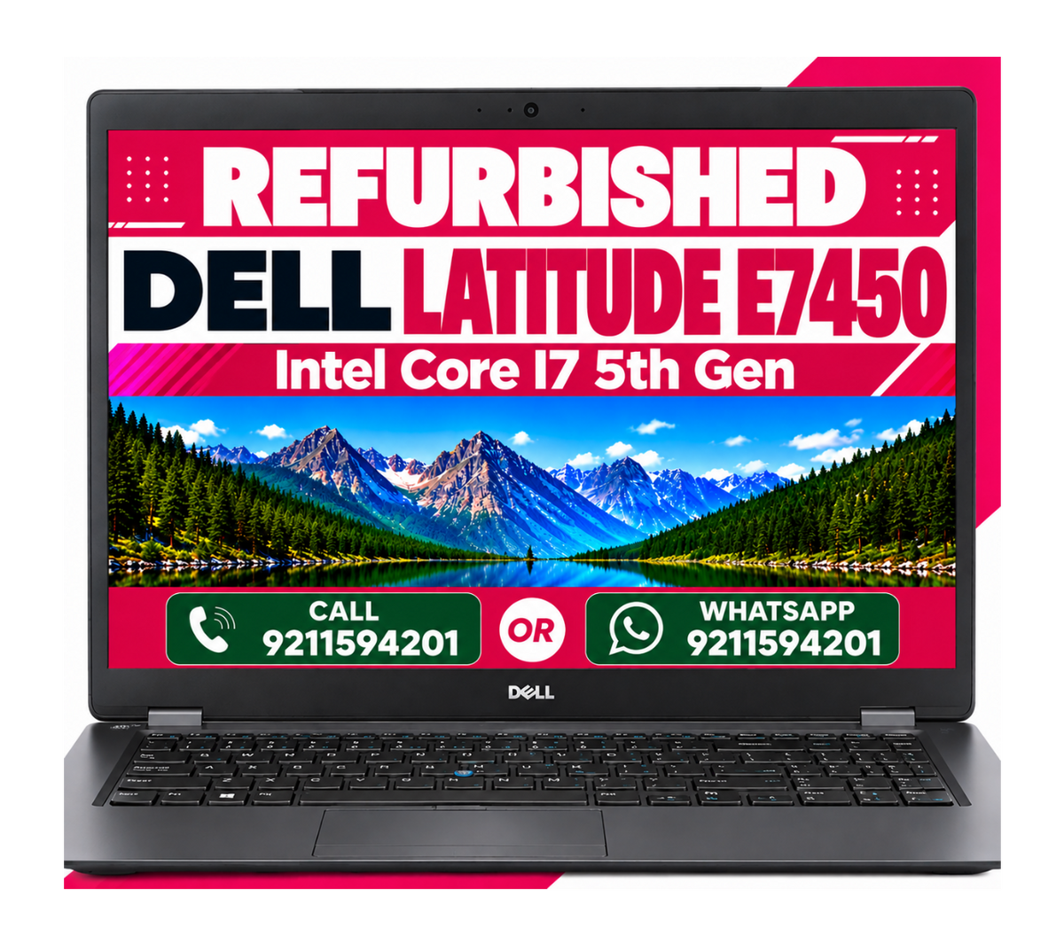 Dell Latitude E7450 | Intel Core i7-5th gen | 14 inch HD Display with Windows 10 & Ms Office (Refurbished)