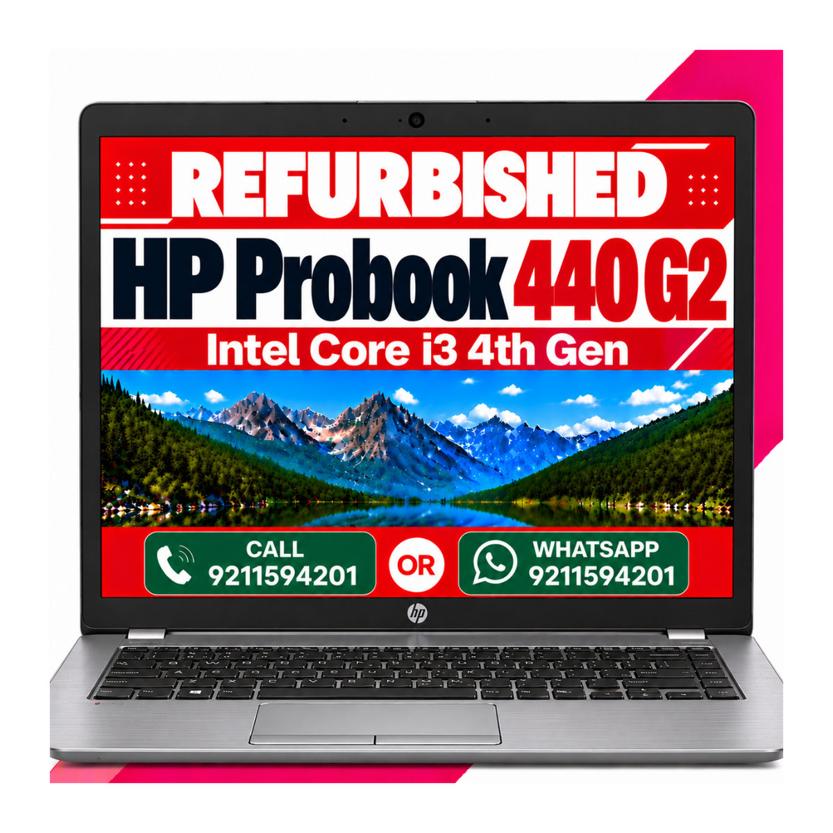 HP Probook 440 G2 Intel Core i3 4th Gen | 14 Inch HD Display with Windows 10 & Ms Office 2021 | Silver colour | (Refurbished)