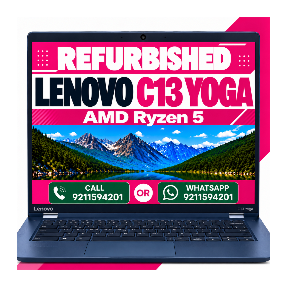 Lenovo 2-in-1 Chromebook Laptop ThinkPad C13 Yoga Gen 1 AMD Ryzen 5 13.3" FHD+ Touch screen ChromeOS with 6 Months warranty (Refurbished)
