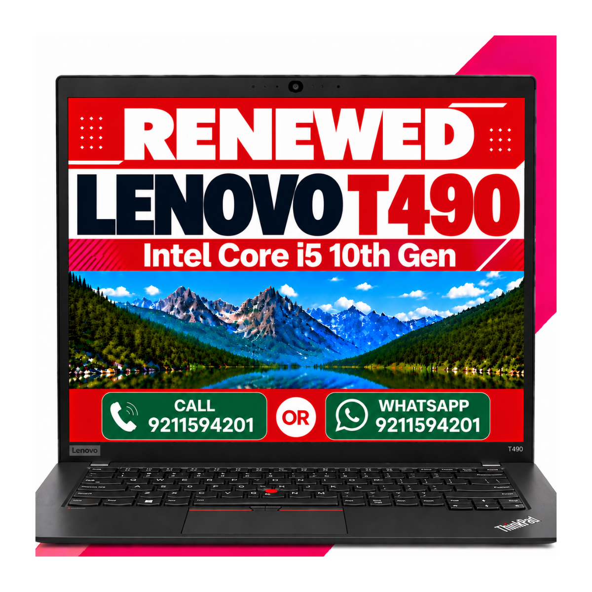 Lenovo ThinkPad T490 Intel Core i5 10th Gen 16GB Ram 14" FHD Windows 11 Pro and MS office 2021 1 Year Warranty (Renewed)
