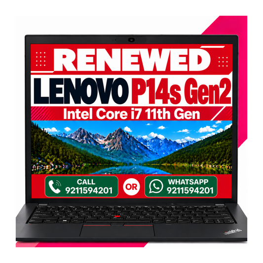 Lenovo Thinkpad P14s Gen 2 Intel core i7 11th Gen 14"FHD Display Nvidia T500 GPU Workstation Laptop Windows 11 with Ms Office 2021 (Renewed)