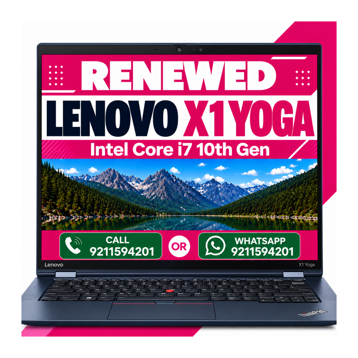 Lenovo ThinkPad X1 Yoga 2 in 1 touchscreen laptop Intel i7 10th Gen with Windows 11 Pro and MS Office 2021 with 1 year warranty (Renewed)