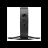 HP desktop computer stand in matte black, featuring the HP logo and front ports, shown on a white background with a black border.