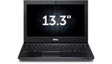 A black Dell laptop with a 13.3-inch screen, shown open against a plain white background.