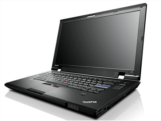 Black ThinkPad laptop on a white background
