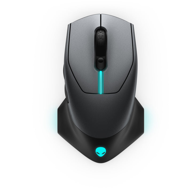 ALIENWARE AW610M Gaming Mouse with customizable RGB lighting, shown in black color with a wired connection.